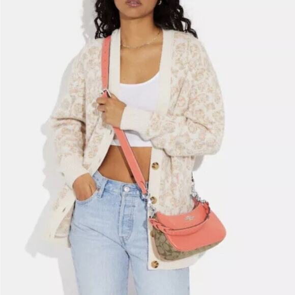 Coach Crossbody Shoulder Bag with Matching Card Holder Tangerine Khaki New $496 - Picture 1 of 14